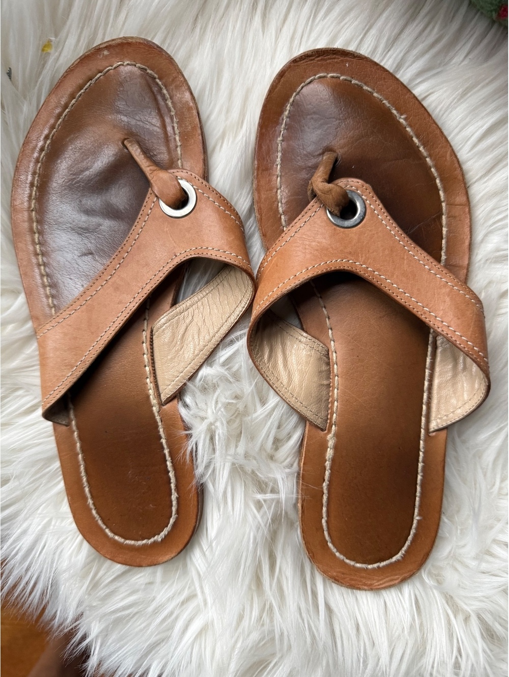 Lilly Pulitzer Brown Leather Thong Sandals Size 8